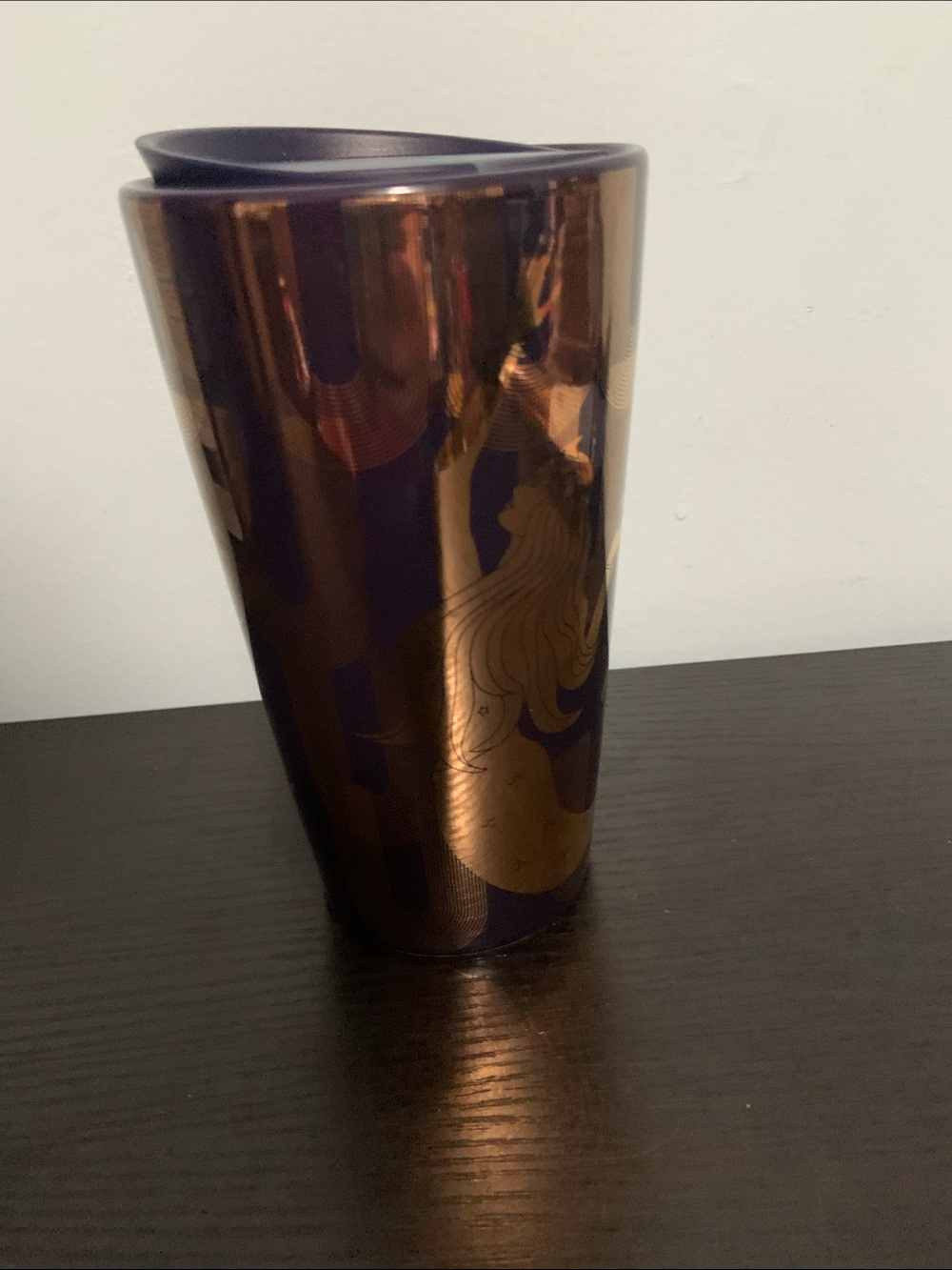 Starbucks 2020 Holiday Ceramic Purple Gold Siren Mermaid Coffee Tumbler 12oz